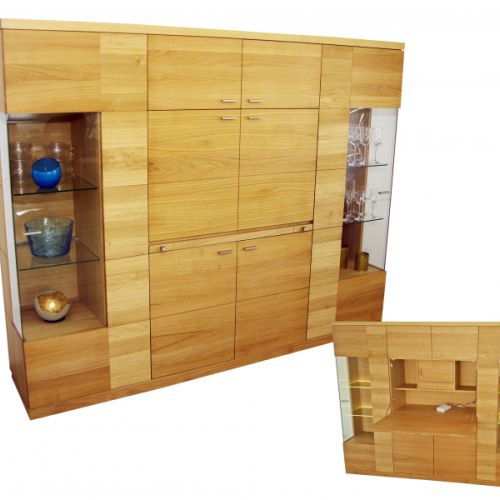 Eiche Massiv geölt Wohnwand - Sekretär