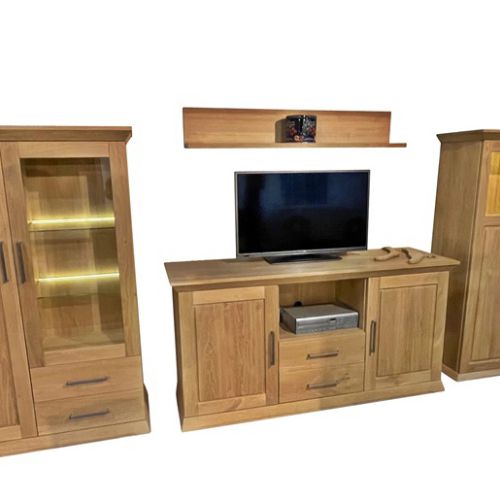 Moderne Eichenm&ouml;bel - Wohnwand, Bianco ge&ouml;lt