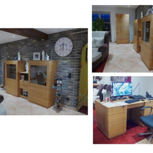 Schreibtisch Kleiderschrank Wohnwand Eiche Massiv