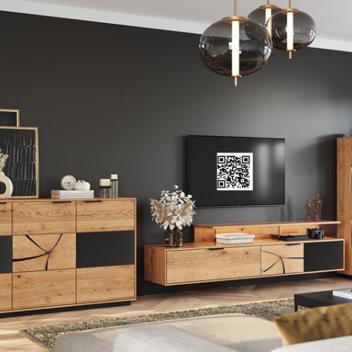 Moderne Eichenmöbel - Torino Kopfholz und Glas