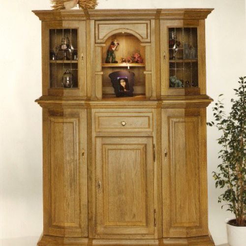 Vitrine mit Geheimfach Eiche vollmassiv gelaugt und gewachst