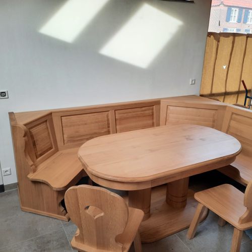 Eckbank und Stühle Eiche Massiv