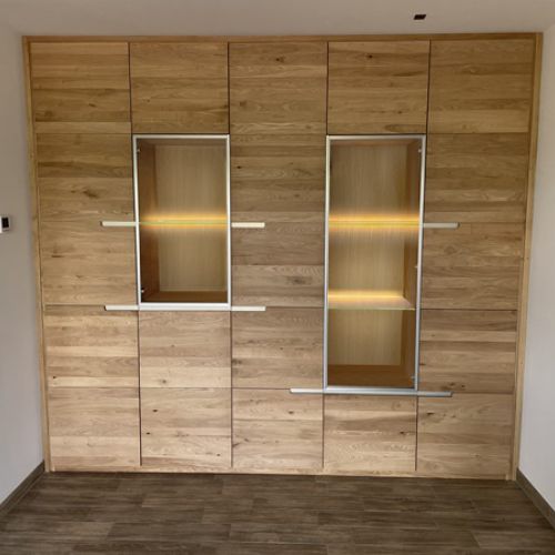 Asteiche Wohnwand, Massiv, Natur, ge&ouml;lt