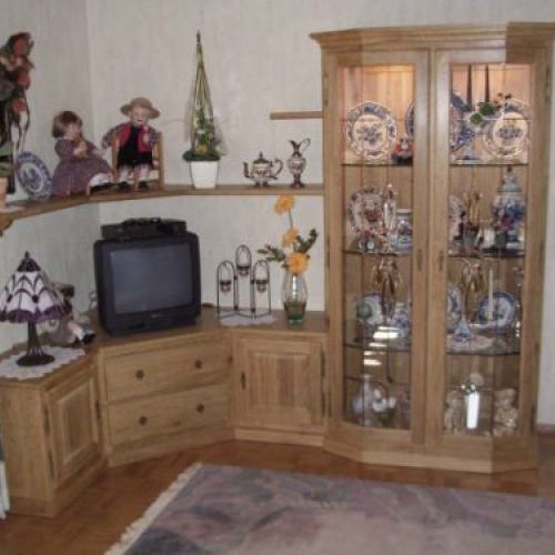 Eckschrank Eiche mit Glast&uuml;ren