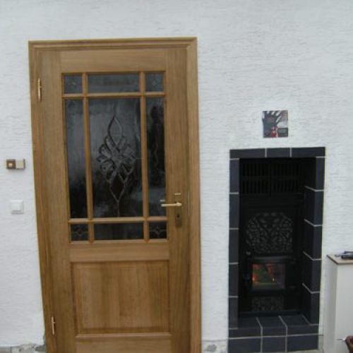 Eichentüren - Zimmertür Eiche massiv mit Facettenmotivverglasung