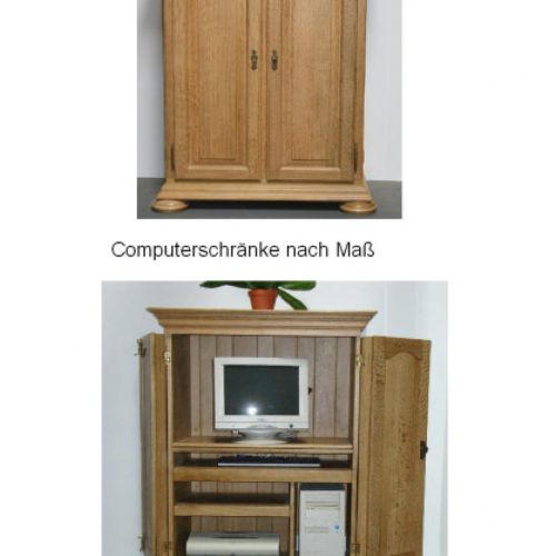 Computerschrank, Eiche, Vollmassiv